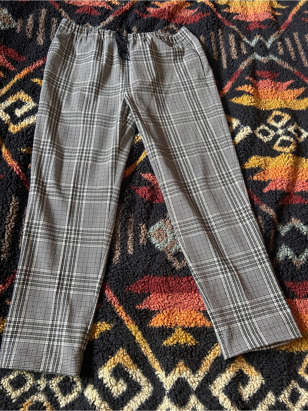 OAK + FORT Black and White Glen Plaid Trousers